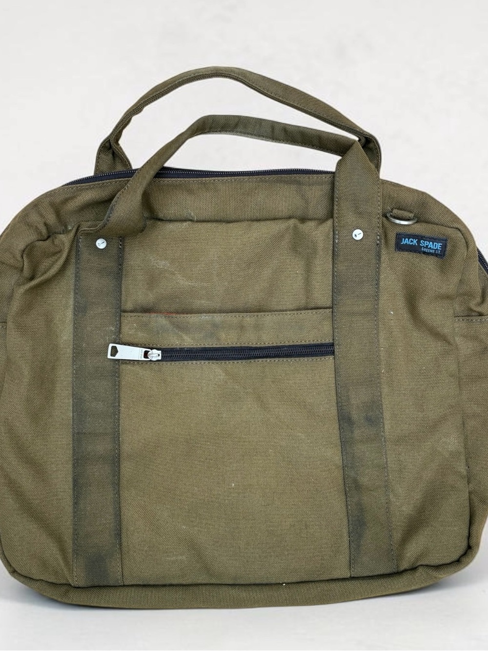 Jack Spade Olive Green Canvas Laptop Tote